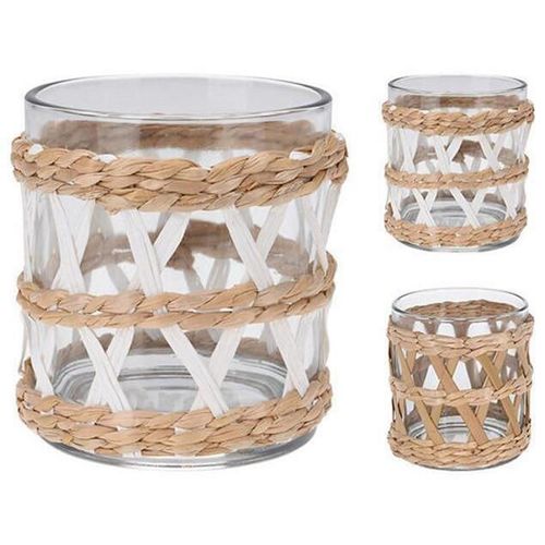 купить Свеча Holland 32390 Подсвечник стеклянный с ивовой оплеткой D9x10cm в Кишинёве 