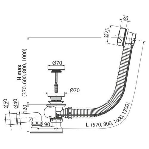 купить Сифон для ванны Polimat A55K-80-AI-01(6103065) automat crom в Кишинёве 