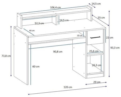 cumpără Masă de birou Trendy Eslem, Antracit, 120x55x93cm în Chișinău 