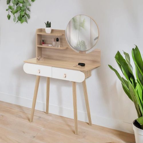 купить Стол Jumi CM-324282 Туалетный столик SCANDI (натуральный/белый) в Кишинёве 