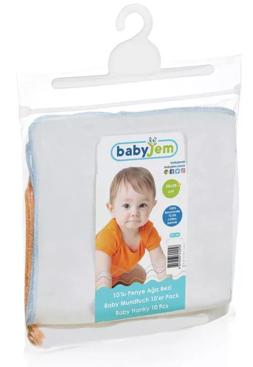 купить Аксессуар для самых маленьких BabyJem 025 Set 10 batistute din bumbac pentru copii 28x28 cm в Кишинёве 