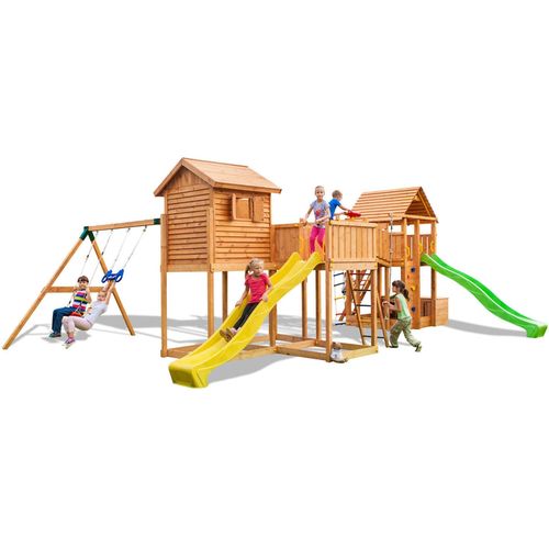 купить Детская площадка Fungoo Maxi Set PLAY BOX (My_Side Fortress Toybox Rainbow Move+) teak painted в Кишинёве 