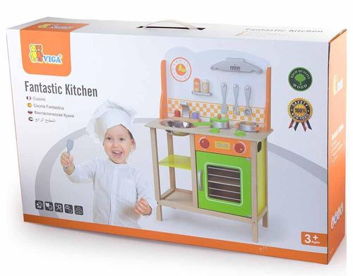купить Игрушечная кухня и посуда Viga 50957 Fantastic Kitchen в Кишинёве 