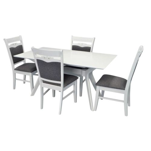 купить Комплект стол и стулья Evelin di Costacurta стол Raffles Rectangular White + 4 стула HV-3167 White/NV-10WP Grey в Кишинёве 