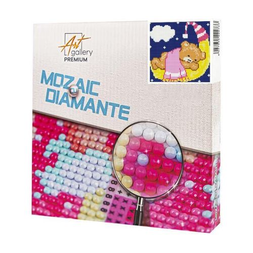 купить Картина по номерам Art Gallery BJ758 Mozaic cu diamante 20x20cm Ursulet a adormit pe luna в Кишинёве 