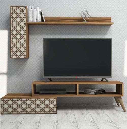 cumpără Set mobilă living Trendy Planeta, Nuc, Crem 150x37x37cm în Chișinău 