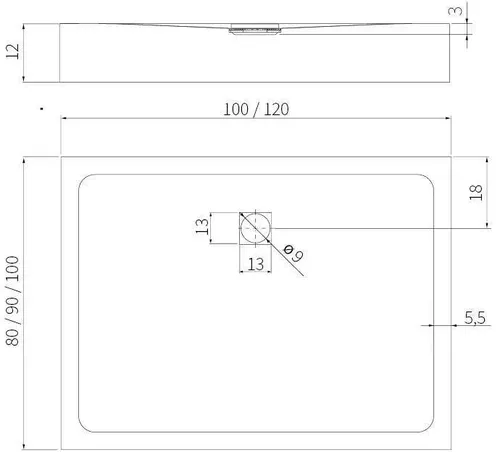 cumpără Cadița de duș New Trendy B-0708 Tray Corio 120x100x12 în Chișinău 