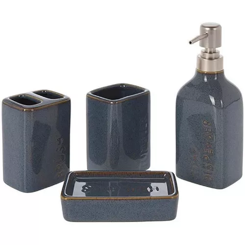 купить Набор для ванной Promstore 49694 Set pentru baie din ceramica Bathroom (4 unit) Engraved Text в Кишинёве 