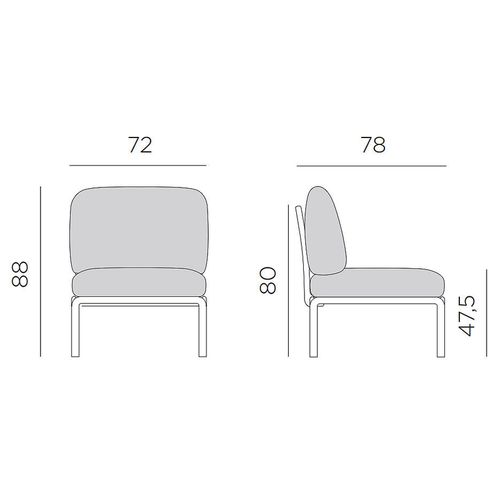 купить Кресло модуль центральный с подушками c водоотталкивающей тканью Nardi KOMODO ELEMENTO CENTRALE ANTRACITE-TECH panama 40373.02.131 в Кишинёве 