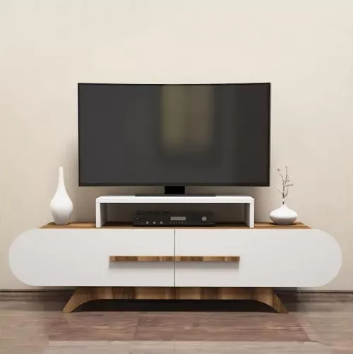 купить Тумба напольная для TV Trendy Trandafir, Nuc, Alb 145x49x36cm в Кишинёве 
