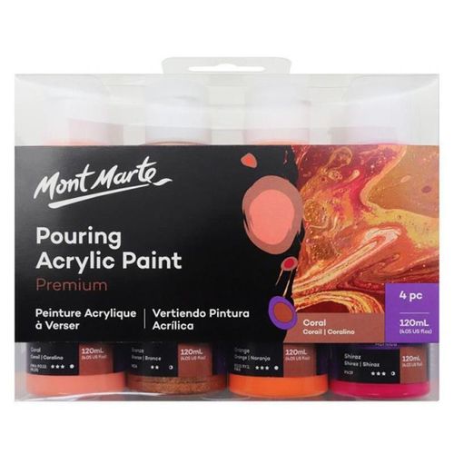 купить Набор для творчества Mont Marte PMPP4002 Set vopsele acrilice in flacon 120ml x 4buc, Coral в Кишинёве 