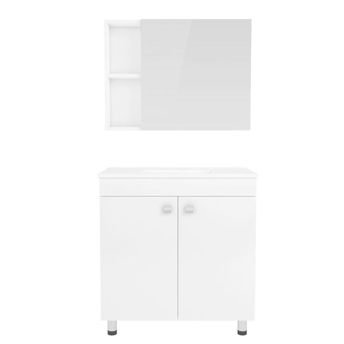 ATLANT комплект мебели 80см белый: тумба напольная, 2 дверцы + зеркальный шкаф 80*60см + умывальник мебельный артикул RZJ815 
