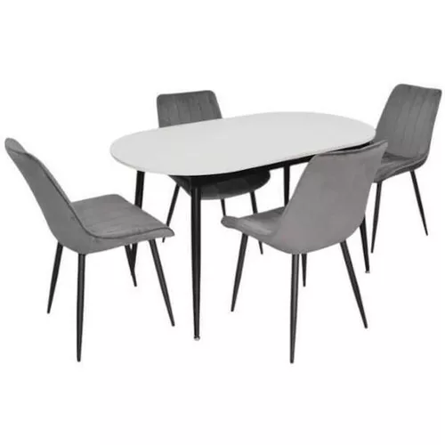купить Комплект стол и стулья Evelin di Costacurta cтол DT-533R B + 4 стула YTC-055B Bluvel-14 (Dark grey) в Кишинёве 