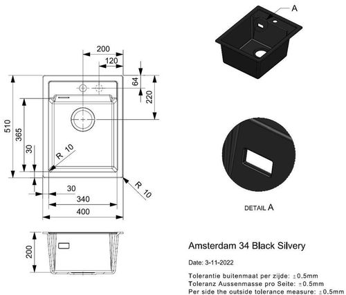 cumpără Chiuvetă bucătărie Reginox R33531 Amsterdam 34 Black Silvery în Chișinău 