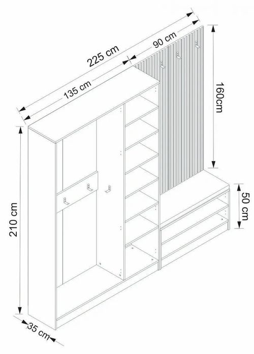 cumpără Mobilă pentru antreu Trendy Noe-8302, 225x210x35cm (GTR004009) în Chișinău 