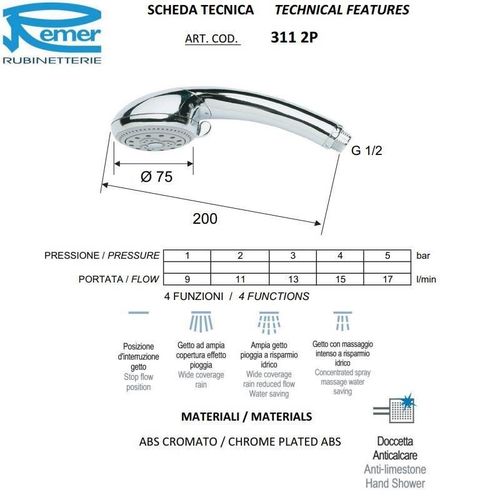 купить Душевая лейка Remer 3112 PX в Кишинёве 