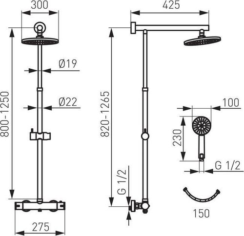 купить Душевая панель Ferro TREVI Black NP75-TRV7U-BL termostatica в Кишинёве 