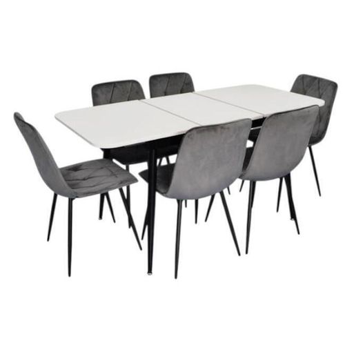 купить Комплект стол и стулья Evelin di Costacurta стол DT-531R B + 6 стульев YTC-080B Blu-14 (Dark grey) в Кишинёве 