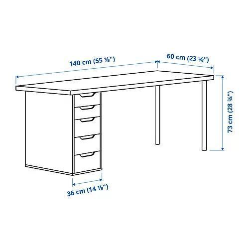 купить Офисный стол Ikea Lagkapten/Alex 140x60 Grey/White в Кишинёве 