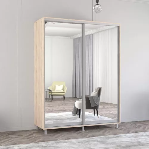 купить Шкаф Mobildor-Lux Раздвижные зеркальные двери Aron-P (180x60x200H см) Sonoma в Кишинёве 