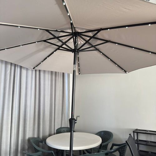 cumpără Umbrelă de gradină Hydro S 0431112 cu iluminare, pe picior, Bej în Chișinău 
