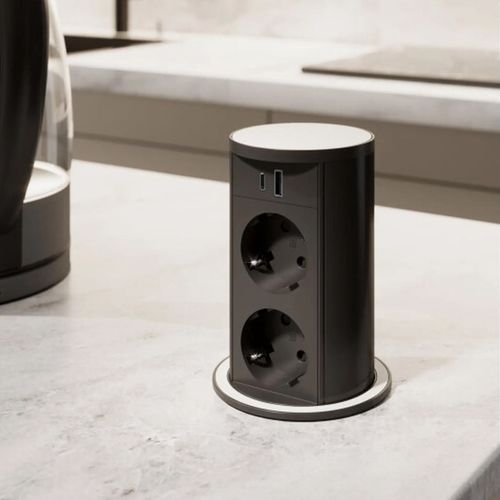 cumpără Priză electrică ASA Plastici 060.47F.00114 Versalift round version 2 sockets F + 1 USB 5V (A+C) White methacryate în Chișinău 