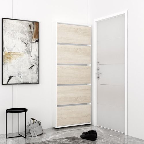 купить Полка для обуви Mobildor-Lux Leo Slim 70x16x203H cm White/Sonoma в Кишинёве 
