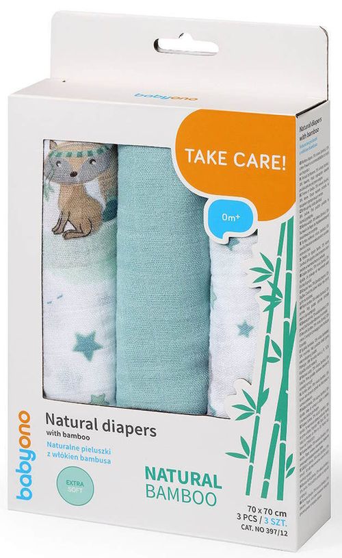 купить Аксессуар для пеленания BabyOno 397/12 Scutece BAMBUS super moale 3 buc. в Кишинёве 