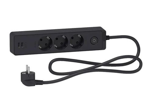 купить Фильтр электрический Schneider ST943U3B, 3 locuri + 2 USB + intr. 16A 3m в Кишинёве 