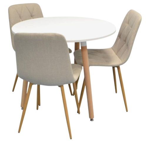 купить Комплект стол и стулья Evelin di Costacurta стол DT-404-1Wo + 3 стула YTC-080Wo Light beige в Кишинёве 