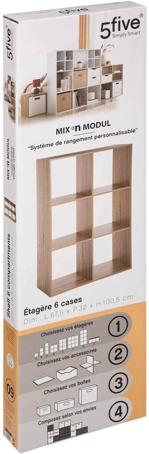 купить Этажерка 5five 51865 Полка 67,5x32x100,5см, 6 полок, натуральная в Кишинёве 