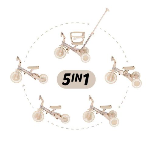 купить Велосипед-коляска Petite&Mars 613364 Tricicleta evolutiva 5in1 Turbo Limited Edition Pink Meadow в Кишинёве 