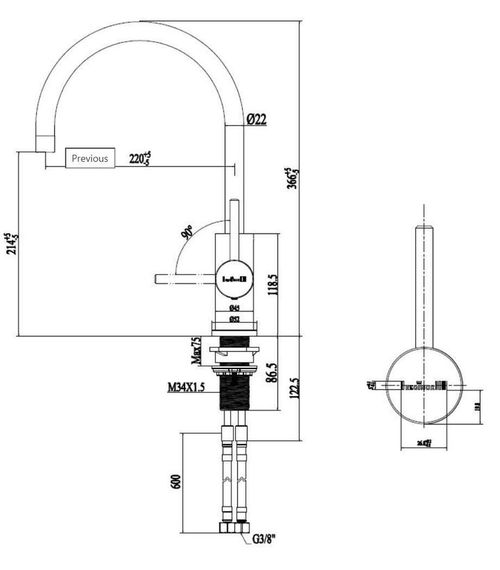 купить Смеситель кухонный Reginox R30486 Cano Gun Metal в Кишинёве 