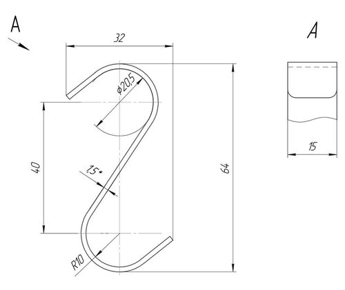 Cârlig cu balamale 28x60 mm 