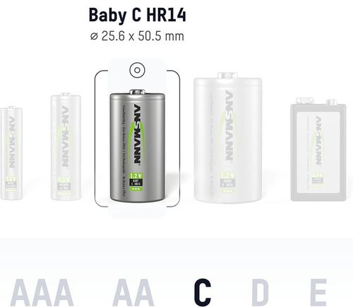 купить Аккумулятор Ansmann 5030912 NiMH rechargeable battery Baby C / HR14 / 1.2V, 2500мАh, 2 pack в Кишинёве 