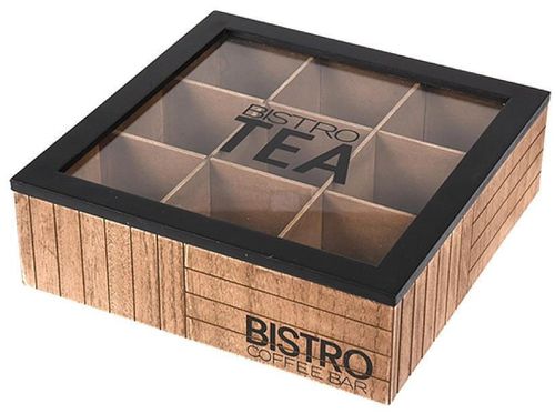 cumpără Cutie depozitare Promstore 51287 Organizator pentru ceai Bistro 24x24x7cm, lemn în Chișinău 