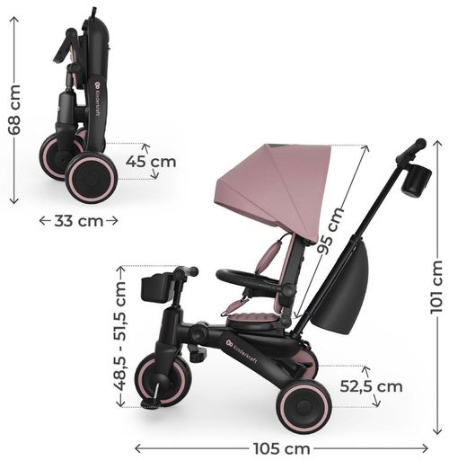 купить Велосипед-коляска KinderKraft KRJAZZ03PNK0000 Jazz 3 Pink в Кишинёве 