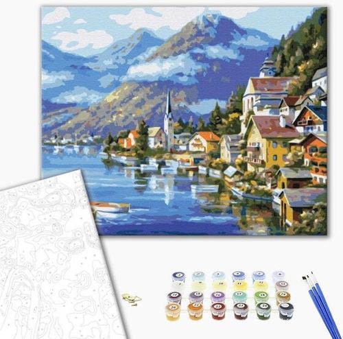 купить Картина по номерам BrushMe BS6936 40х50 сm (fără cutie) Sat la poalele muntelui в Кишинёве 