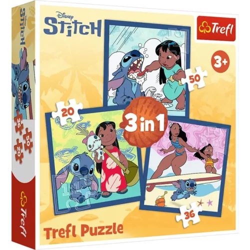 купить Головоломка Trefl 34896 Puzzles 3in1 Time with Stitch Disney Lilo&Stitch в Кишинёве 