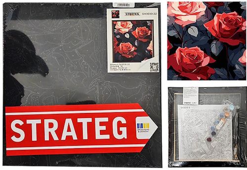 cumpără Tablou pe numere Strateg 57205 Trandafiri 30x30cm (fundal negru) în Chișinău 