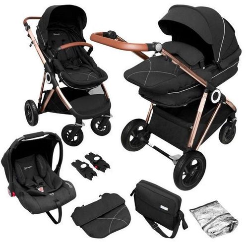 купить Детская коляска BabyGo BGO-76141 3 in 1 AIR Halime Black, cadru Gold в Кишинёве 