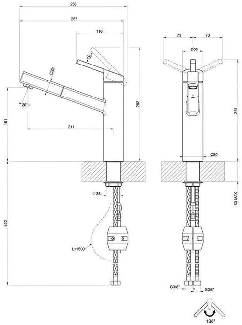 купить Смеситель кухонный Gessi 60533-299 Thalium Matte Black в Кишинёве 