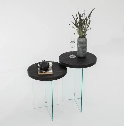 cumpără Măsuţă cafea Trendy Serenity 2, Antracit, Transparent, set în Chișinău 