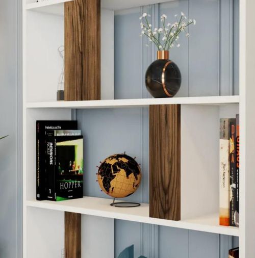 cumpără Raft de birou Trendy Lima, Alb, Nuc 90x180x20cm, raft de carti în Chișinău 