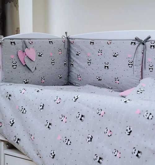 купить Детское постельное белье PernaMea Set lenjerie 8 piese Baby Panda Roz (PM.100262/1) в Кишинёве 
