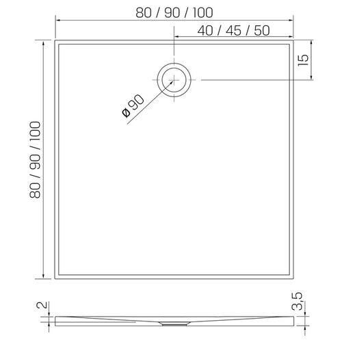 cumpără Cadița de duș New Trendy Nex Rectangular White 100x100x3,5 cm B-0455 în Chișinău 