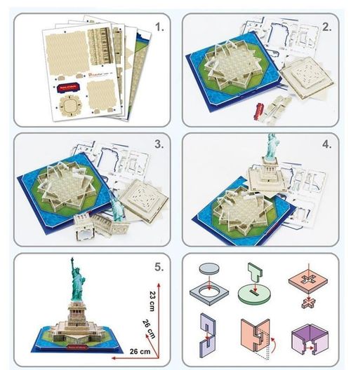 купить Конструктор Cubik Fun 3C080h 3D puzzle Statuia Libertății (U.S.A), 39 elemente в Кишинёве 