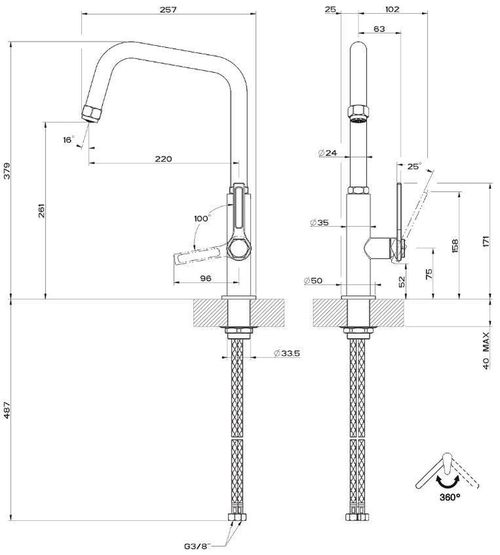 купить Смеситель кухонный Gessi 60053-726 Officine Warn Bronze Brushed PVD в Кишинёве 
