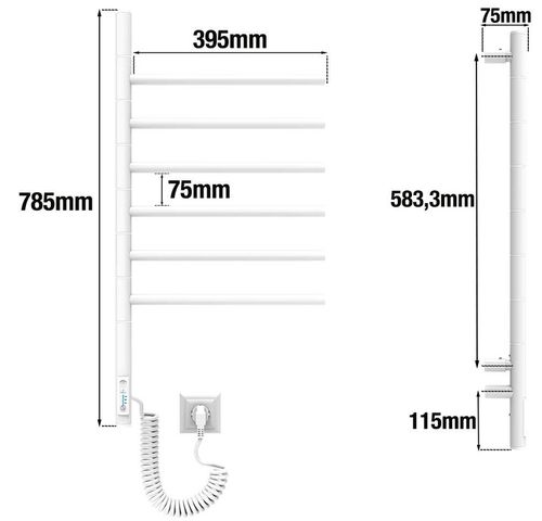cumpără Uscător de prosoape Elna-Service Vertical-6, 780x395x75mm, alb în Chișinău 