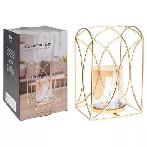 cumpără Lumânare H&S 33572 Sfesnic metalic pentru lumanari pastile 15x24cm, auriu în Chișinău 